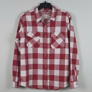 Dixxon Flannel The Otto XL Red & White Plaid Woman Button Up Long Sleeve Biker